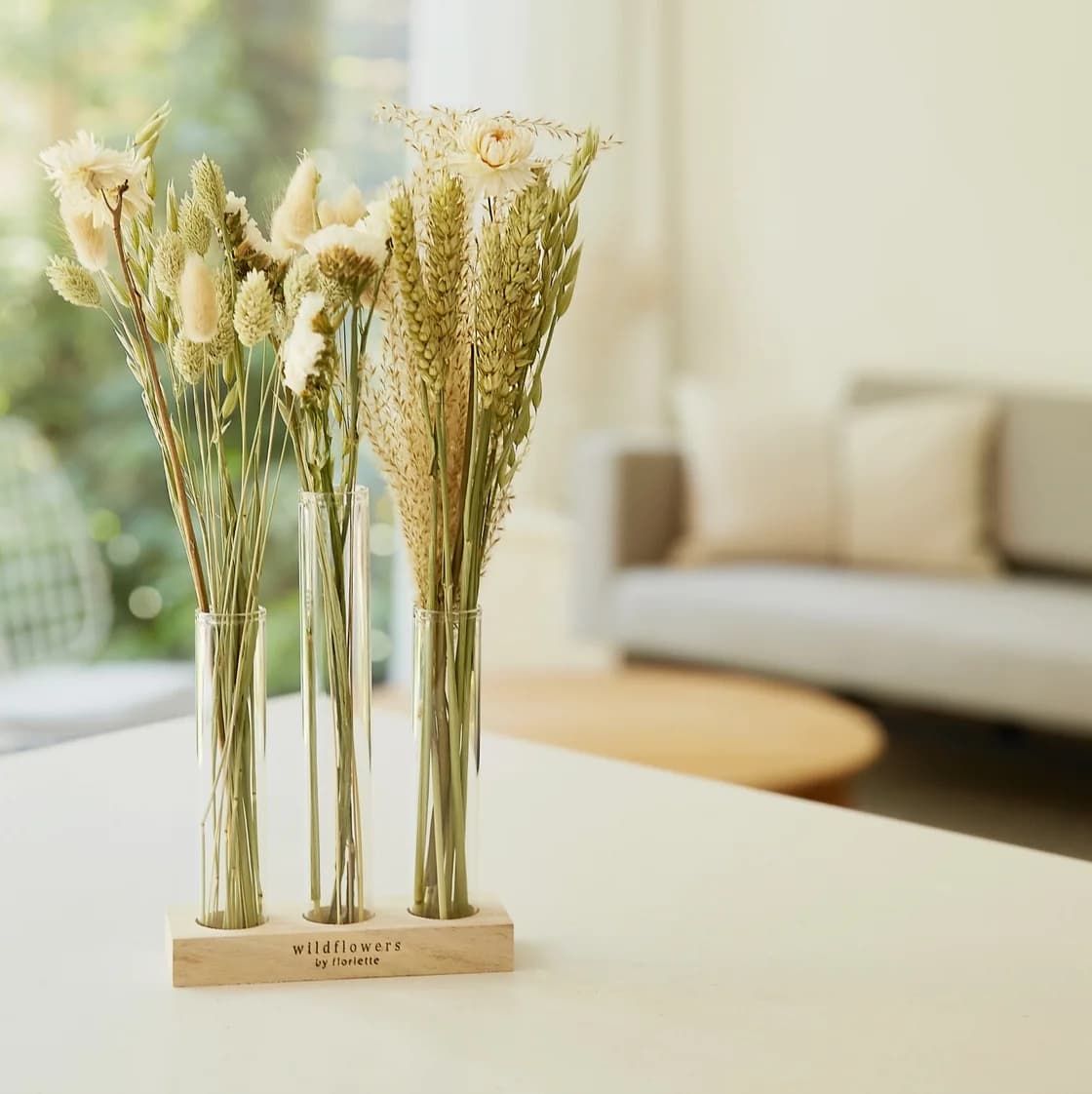 Trio Soliflores en Bois & Fleurs Séchées